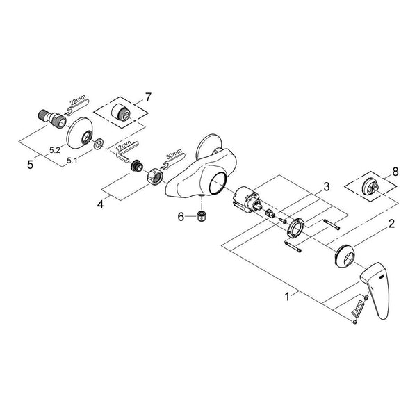 Onderdelentekening Grohe Eurodisc douchemengkraan
