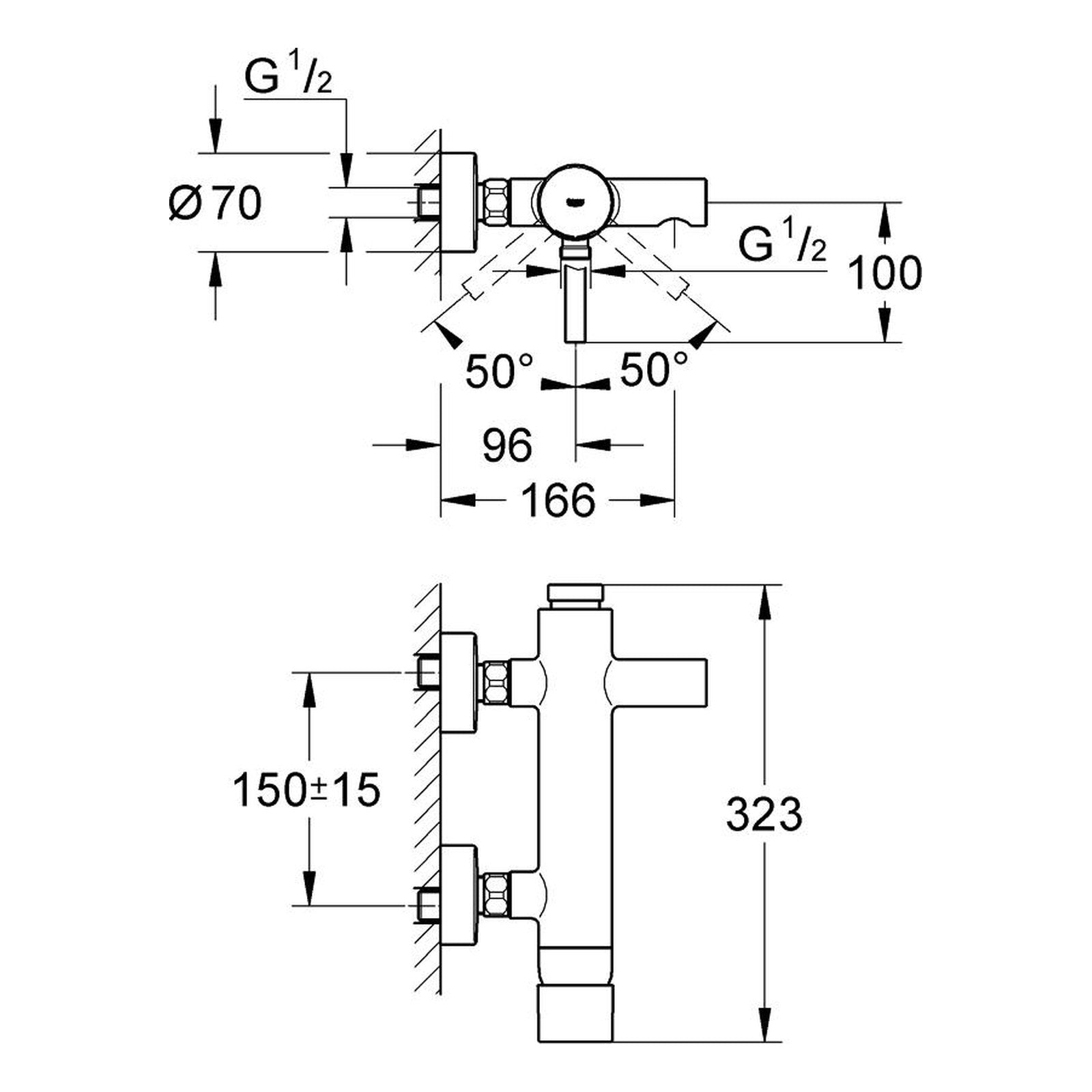 Maattekening Grohe Essence badmengkraan