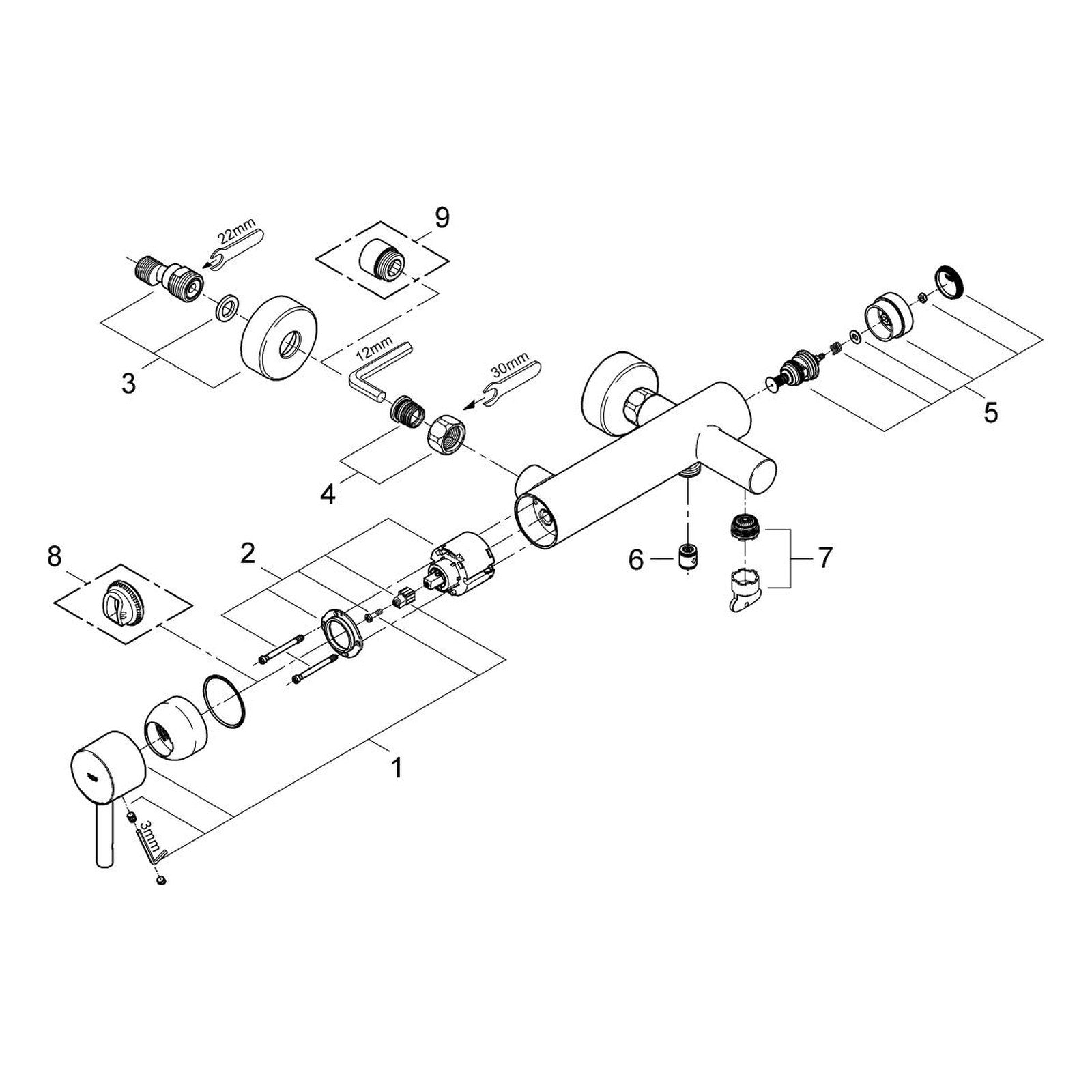 Onderdelentekening Grohe Essence badmengkraan