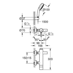 Maattekening Grohe Essence badmengkraan