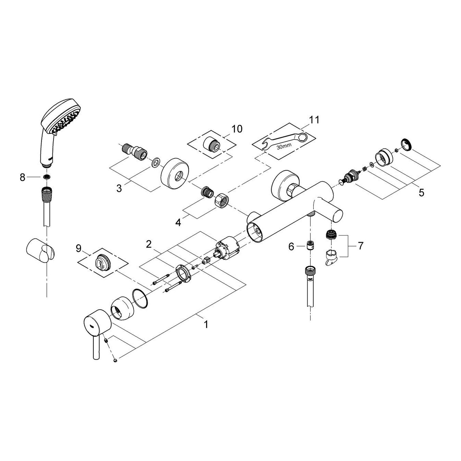Onderdelentekening Grohe Essence badmengkraan