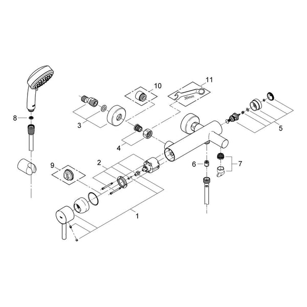 Onderdelentekening Grohe Essence badmengkraan
