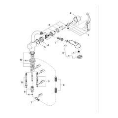 Onderdelentekening Grohe Zedra keukenmengkraan 1994–2001