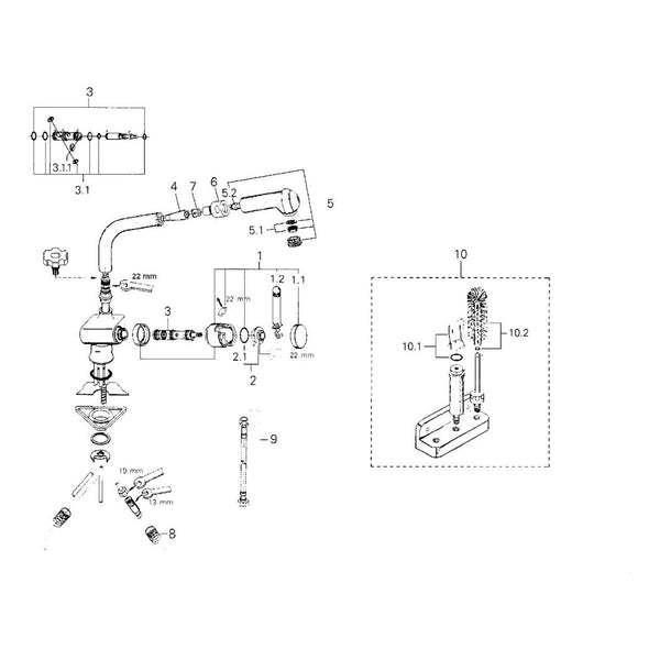 Onderdelentekening Grohe Zedra keukenmengkraan