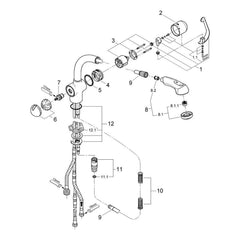 Onderdelentekening Grohe Zedra keukenmengkraan 2001–2007