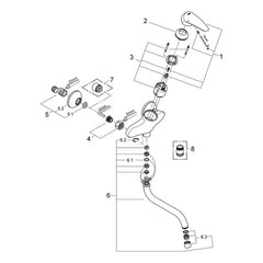 Onderdelentekening Grohe Eurodisc keukenmengkraan