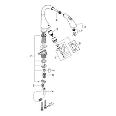 Onderdelentekening Grohe K4 keukenmengkraan 2010–2016