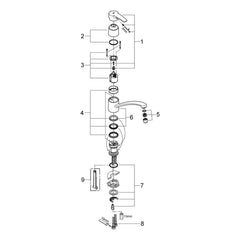Onderdelentekening Grohe Eurostyle keukenmengkraan 2005–2008