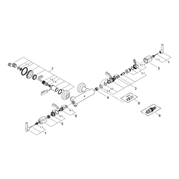 Onderdelentekening Grohe Atrio thermostatische douchemengkraan