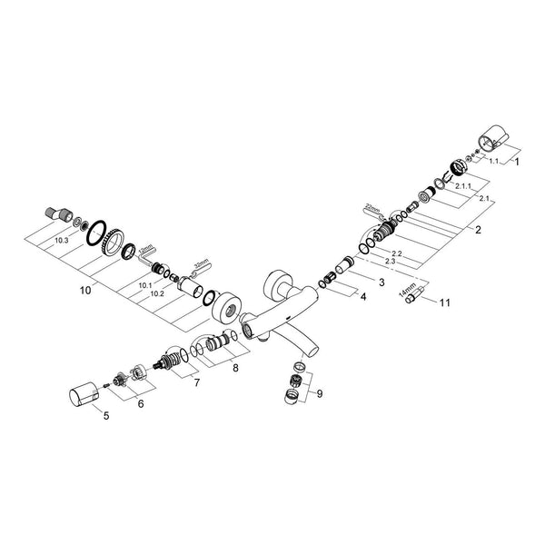 Onderdelentekening Grohe Tenso thermostatische badmengkraan
