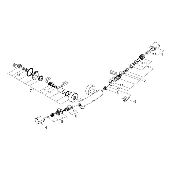 Onderdelentekening Grohe Tenso thermostatische douchemengkraan