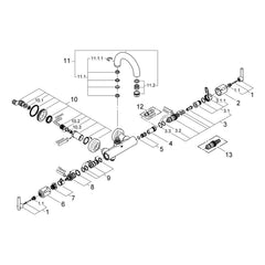 Onderdelentekening Grohe Atrio thermostatische badmengkraan
