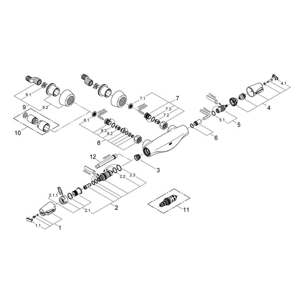 Onderdelentekening Grohe Chiara thermostatische douchemengkraan
