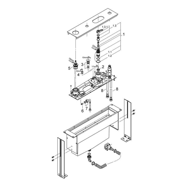 Onderdelentekening Grohe viergats badrandcombinatie