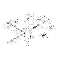 Onderdelentekening Grohe Grohtherm 1000 thermostatische badmengkraan 2004–2009