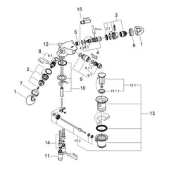 Onderdelentekening Grohe Taron bidet-thermostaat 1/2