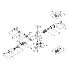 Onderdelentekening Grohe Grohtherm 1000 Cosmopolitan thermostatische badmengkraan