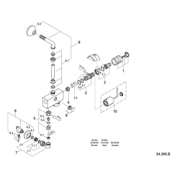 Onderdelentekening Grohe Automatic 2000 Compact centraalthermostaat