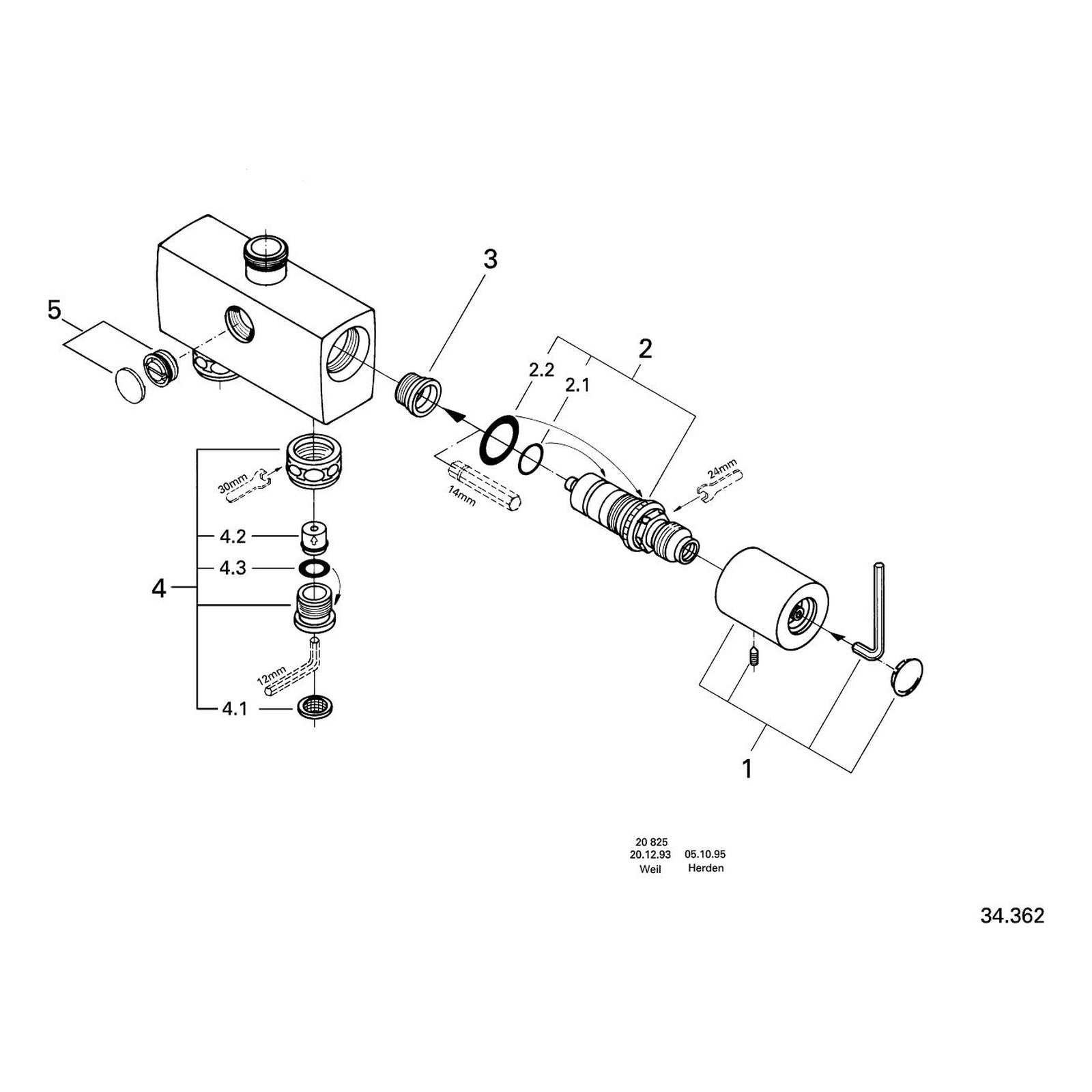 Onderdelentekening Grohe Automatic 2000 Compact centraalthermostaat