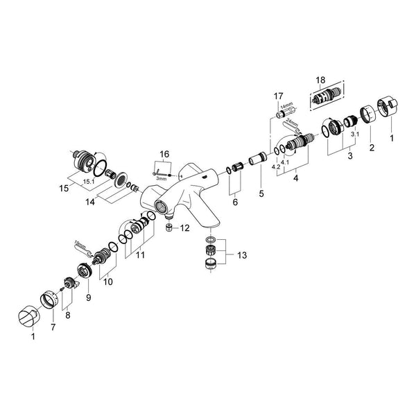 Onderdelentekening Grohe Ectos thermostatische badmengkraan