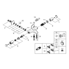 Onderdelentekening Grohe Precision Start thermostatische badmengkraan 2014–2018