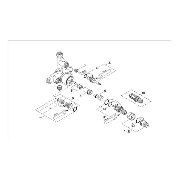 Onderdelentekening Grohe thermostatische douchemengkraan