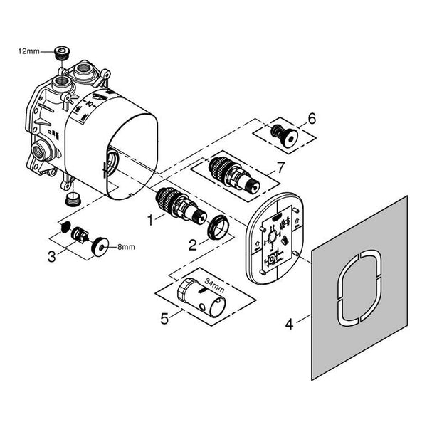 Onderdelentekening Grohe Rapido T thermostatische inbouwmengkraan