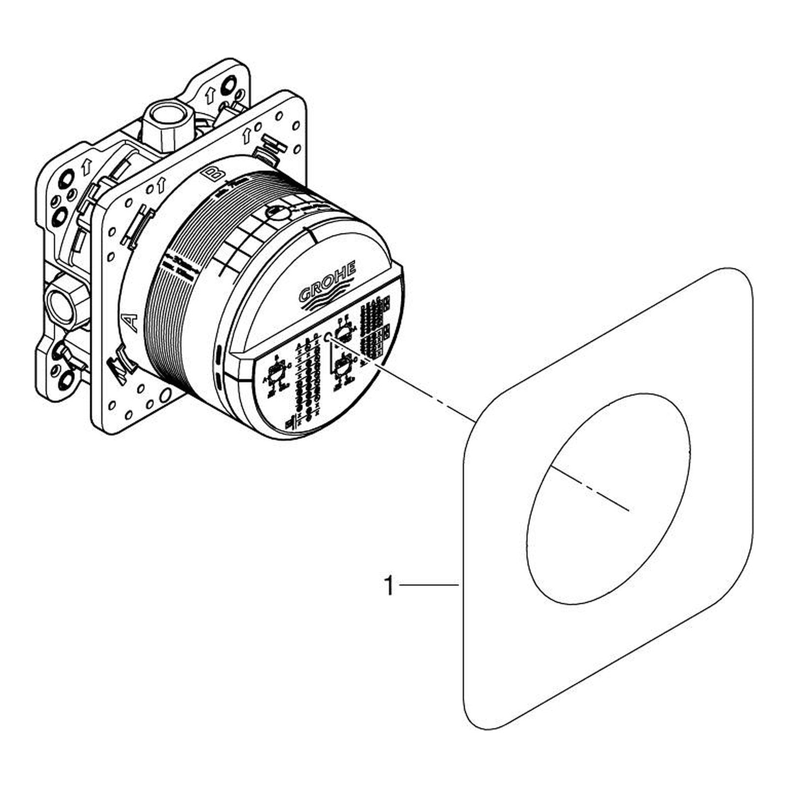 Onderdelentekening Grohe Rapido SmartBox universele inbouwbox, 1/2