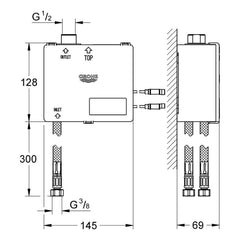 Maattekening Grohe Ondus inbouwbox