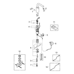 Onderdelentekening Grohe Essence E infrarood elektronische wastafelkraan zonder menging M-Size 2009–2016