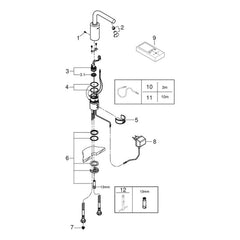 Onderdelentekening Grohe Essence E infrarood elektronische wastafelkraan zonder menging M-Size