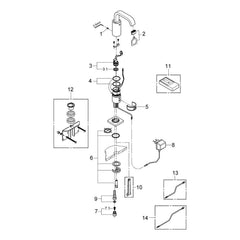 Onderdelentekening Grohe Allure E infrarood elektronische wastafelkraan zonder menging M-Size 2009–2016