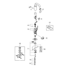 Onderdelentekening Grohe Allure E infrarood elektronische wastafelkraan zonder menging M-Size