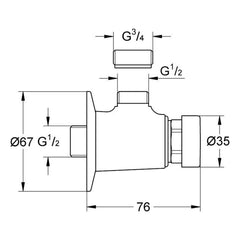 Maattekening Grohe Contropress zelfsluitende douchekraan