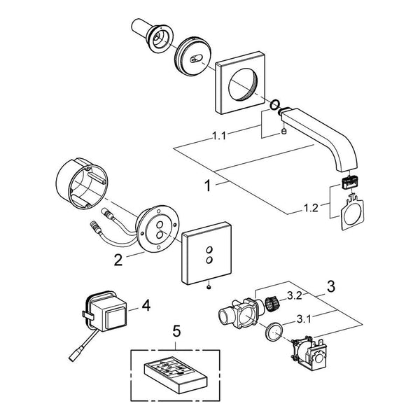 Onderdelentekening Grohe Allure E infrarood elektronica voor wandmontage
