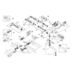 Onderdelentekening Grohe Europlus E infrarood thermostatische wandmengkraan 2007–2008