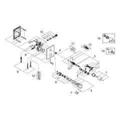 Onderdelentekening Grohe Eurodisc SE zelfsluitende douchethermostaat 2001–2007
