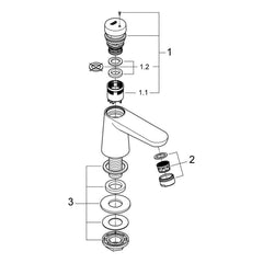 Onderdelentekening Grohe Eurosmart Cosmopolitan T zelfsluitende wastafelkraan 2010–2012