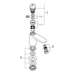 Onderdelentekening Grohe Eurosmart Cosmopolitan T zelfsluitende wastafelkraan 2012–2016