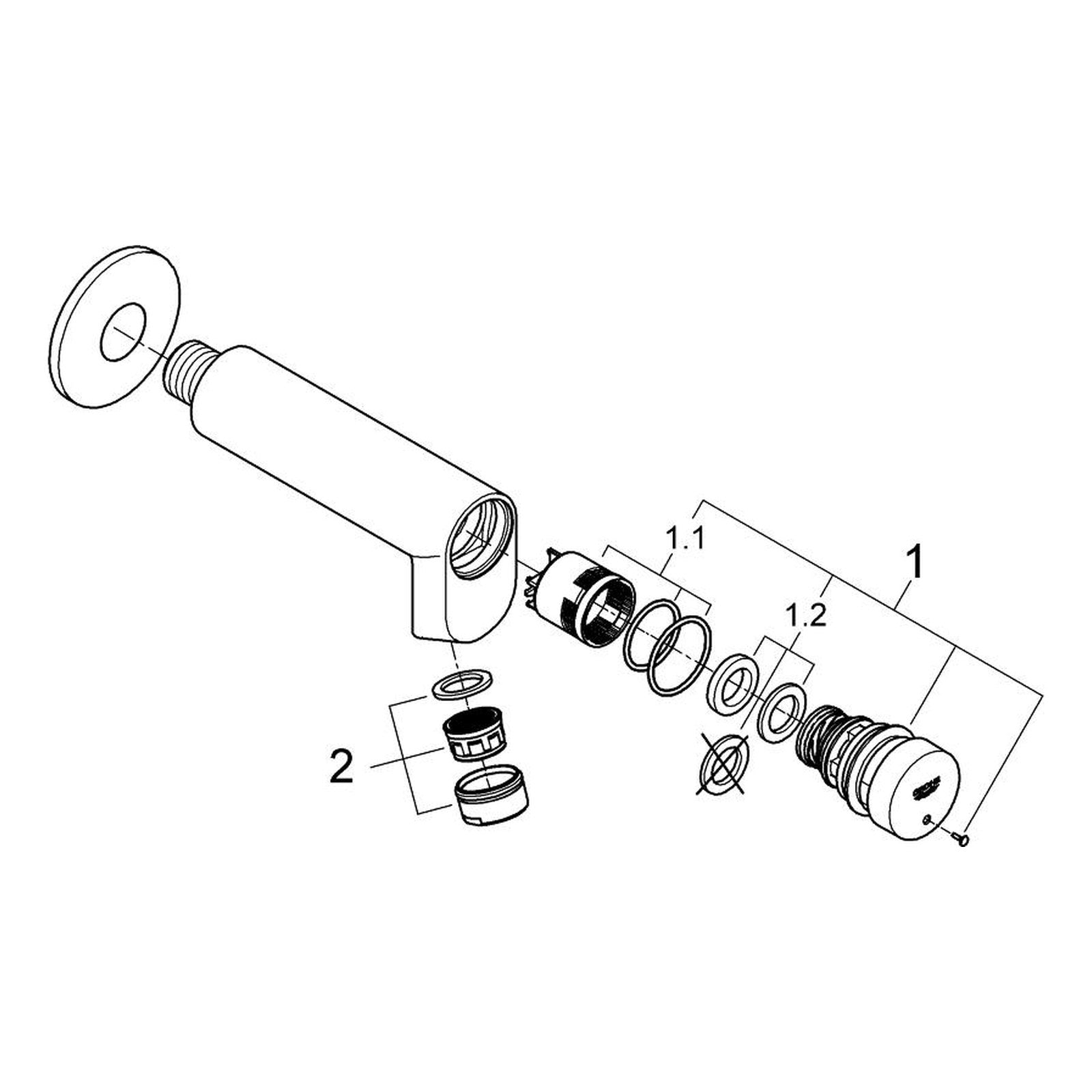 Onderdelentekening Grohe Eurosmart Cosmopolitan T zelfsluitende tapkraan 2012–2016
