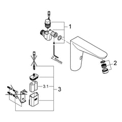 Onderdelentekening Grohe Eurosmart Cosmopolitan E infrarood elektronische wastafelkraan zonder menging 2010–2015