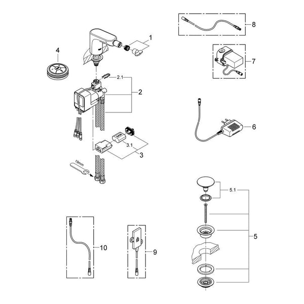 Onderdelentekening Grohe Veris F-digital digitale bidetmengkraan