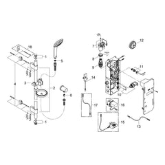 Onderdelentekening Grohe Euphoria F-digital doucheset