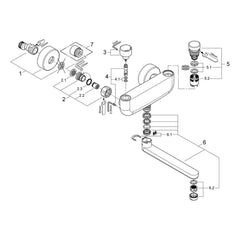 Onderdelentekening Grohe Eurosmart Cosmopolitan T zelfsluitende wastafelkraan met menging en temperatuurbegrenzer 2010–2012
