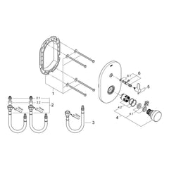 Onderdelentekening Grohe Eurosmart Cosmopolitan T zelfsluitende douchekraan met menging en instelbare temperatuurbegrenzer 2012–2013
