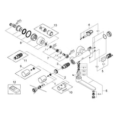Onderdelentekening Grohe Eurosmart Cosmopolitan E infrarood thermostatische wandmengkraan 2010–2015