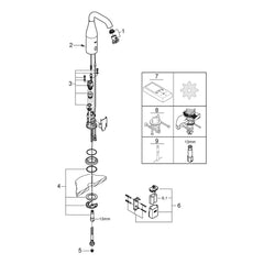 Onderdelentekening Grohe Essence E infrarood elektronische wastafelkraan zonder menging M-Size