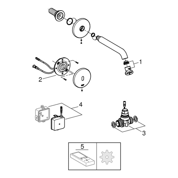 Onderdelentekening Grohe Essence E infrarood elektronische wastafelkraan zonder menging