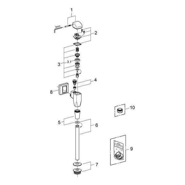 Onderdelentekening Grohe urinoir-drukspoeler