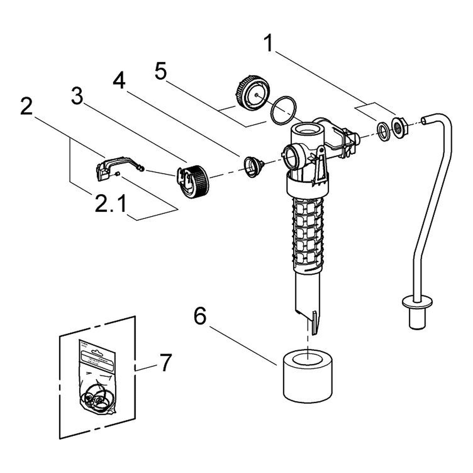 Onderdelentekening Grohe vlotterkraan